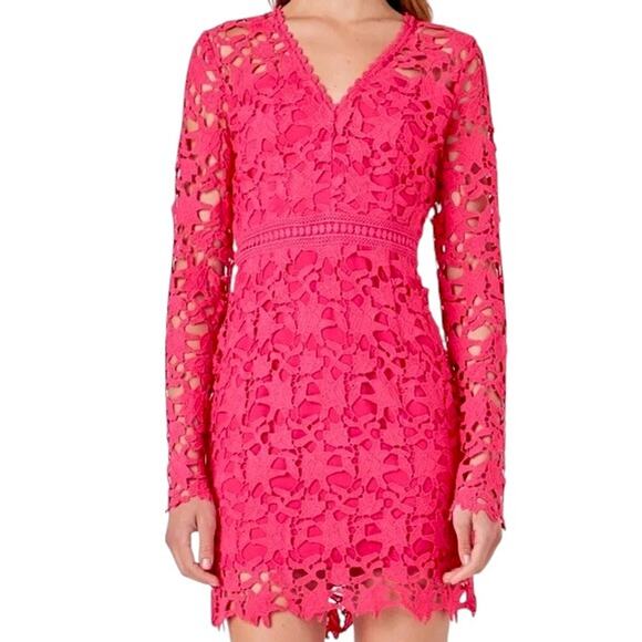 Endless Rose Dresses & Skirts - Anthropologie ENDLESS ROSE Embroidered Lace Floral Pink Dress Lg NWT | MSRP $110